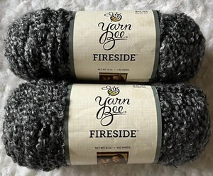 (2) Yarn Bee FIRESIDE Yarn BLACK MARBLE #02 Gray Black, 6 oz. - Picture 1 of 7