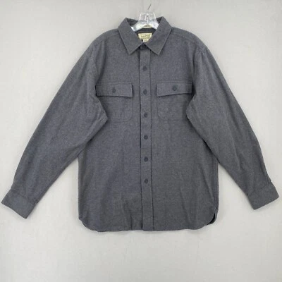 LL Bean Chamois Cloth Work Shirt Mens Medium Gray Heavy Long Sleeve Button Up - Image 1 of 4