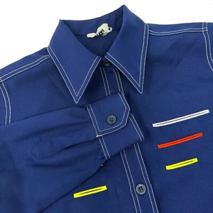 Camisa discoteca vintage rara Sir James para hombre azul poliéster ocio años 70 - Imagen 1 de 9