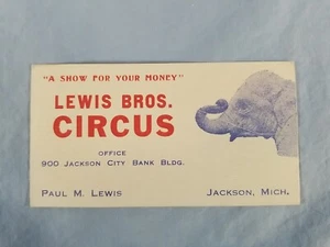 Vintage Lewis Bros. Circus PAUL LEWIS Business Card - Picture 1 of 2