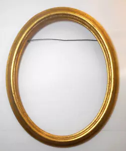 Mid century vintage gold gilt Wood 8x10 picture Frame-Oval with Glass-hanging - Picture 1 of 7