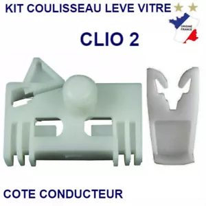 KIT REPARATION CLIPS COULISSE LEVE VITRE POUR RENAULT CLIO 2, AVANT GAUCHE - Picture 1 of 5