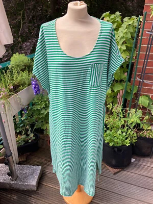 Land's End GR. 3XL  grün weiß gestreiftes Kleid mit angeschnittenem Arm sehr gut - Bild 1 von 4