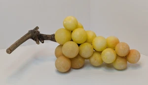 Grappolo uva frutta pietra alabastro italiana vintage MCM dipinto a mano con gambo - Foto 1 di 18