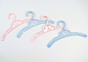 Vintage Child's clothes Hangers bunnies and babies pink blue plastic lot of 4