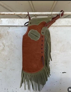 Leather Short Chap Cowboy Western Chap Rodeo Ranch Equesterian Horse Riding Chap - Picture 1 of 3