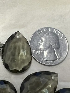 12pcs 28x18mm peardrop Crystal Pendant Faceted Bead Smokey quartz color vtg - Picture 1 of 10