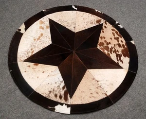 Cowhide Round Patchwork Carpet Handmade Cowhide Carpet Home Décor Cow Skin 970 - Picture 1 of 4