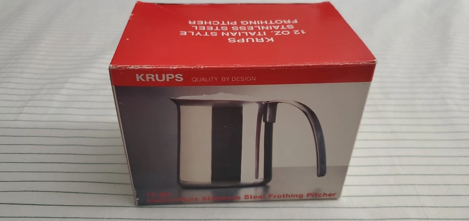 Krups #084 12 oz. Italian Style Stainless Steel Frothing Pitcher - Silver