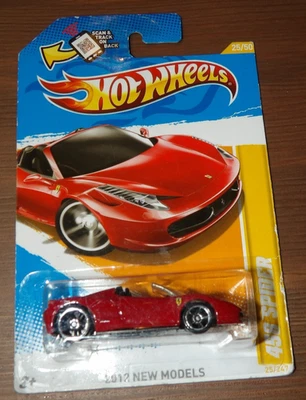 2012 Hot Wheels New Models - Ferrari 458 Spider - Red - Card Issues - Protector - Image 1 of 3
