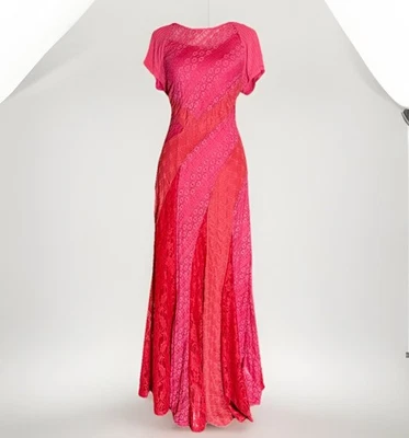 Y2k Free People Sheer Stretch Maxi Dress Patchwork Floral Lace Fairy Grunge M - Image 1 of 4