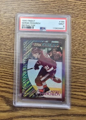 1995 Topps Finest SERGEI FEDOROV *REFRACTOR* #186 graded PSA 9  Red Wings - Image 1 of 2