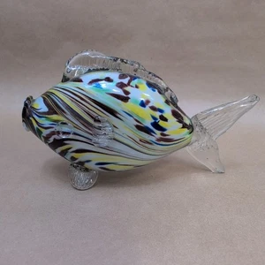 Vintage Romanian Glass Multi Coloured Hand Blown Fish Sculpture Figurine 7.5 " B - Picture 1 of 10