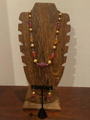 Juego de 2 piezas de collar y pendientes vintage LIZ CLAIBORNE LCi multicolor con cuentas de lucita Foto 1 de 4