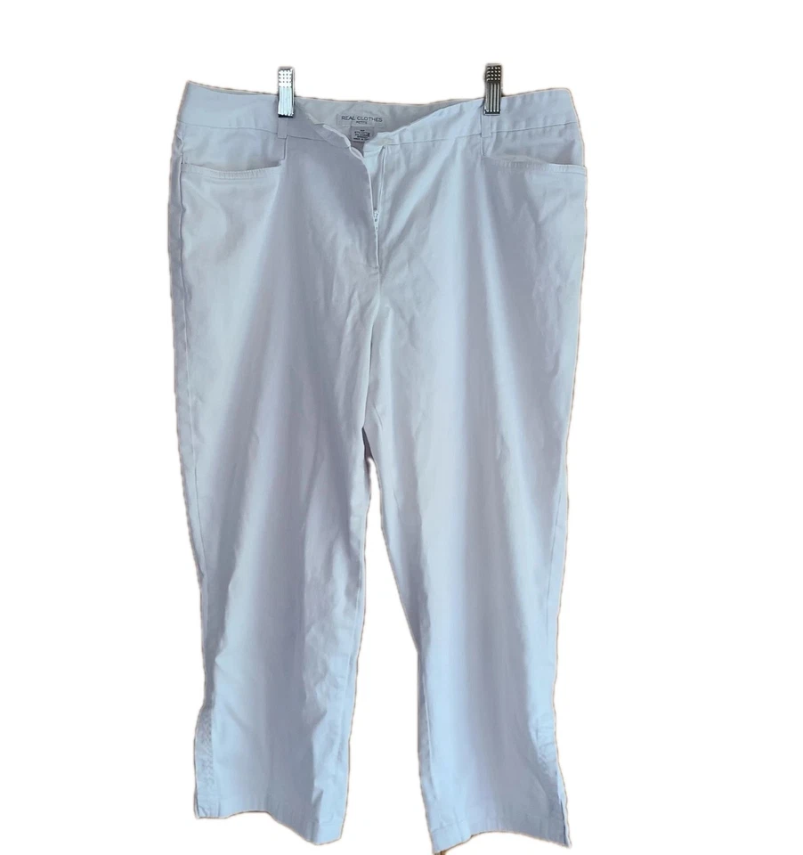 Real Clothes Saks Fifth Avenue Womens White Pants Size 14 Designer Fashion  - Image 1 of 1