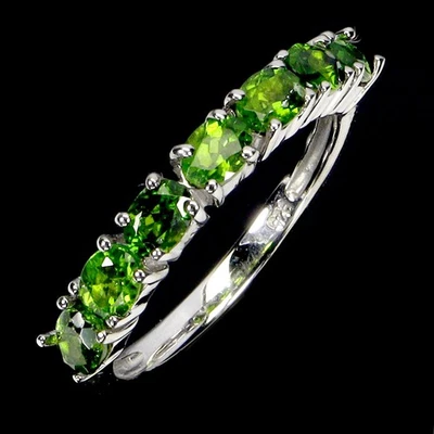 925 Sterling Silver Ring Oval Chrome Diopside 4x3mm Gemstone Jewelry Size 7 - Image 1 of 4