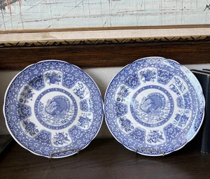 2 SPODE England Festival Blue Turkey Floral Dinner Plates S3536 Thanksgiving EUC - Bild 1 von 13