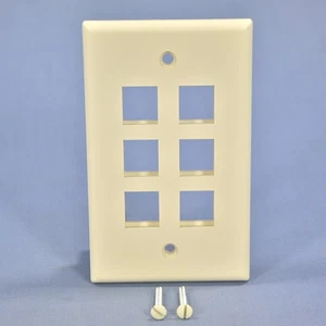 Leviton 41080-6TP Light Almond 1-Gang 6-Port Unbreakable Nylon Wallplate Cover - Picture 1 of 5