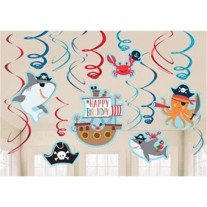 Ahoy Pirate Sea Life Ocean Animals Swirl Party Decorations Shark Birthday Decor - Picture 1 of 1
