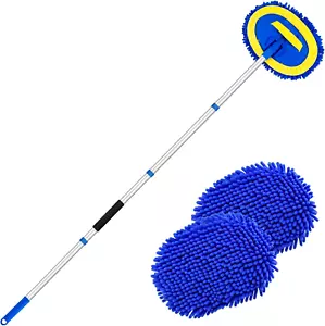 62" Car Wash Brush Kit Mitt Mop Sponge with Long Handle Chenille Microfiber Car - Picture 1 of 12