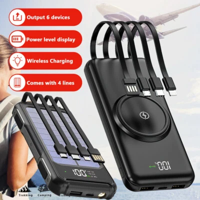 2025 Super 30000mAh 4 USB портативное зарядное устройство солнечной энергии банк для всех сотовых телефонов - Изображение 1 из 4