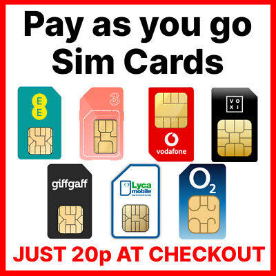 SIM Card Pay As You Go Network Unlimited SMS Calls Internet EE Three Vodafone O2 • 1.12£