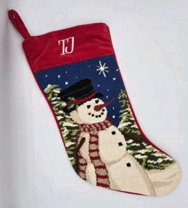 Calza Natalizia Needlepoint Pupazzo di Neve Alberi Stella Personalizzata TJ - Foto 1 di 3