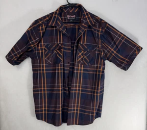 Blac Lacquer 5XL Black Maroon Orange Plaid Shirt Long Sleeve Button - Picture 1 of 4