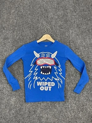 Camisa GAP Niños 14 Borrada Azul Logo Manga Larga Camiseta N273 Foto 1 de 4