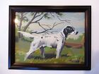 Vintage Paint by Number Spaniel Dog Artwork Wood Frame with Glass Retro 