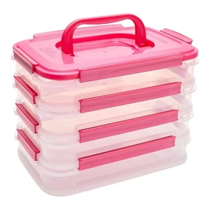 LocknLock 4-Piece Interlocking Rectangles w/ Handle Lid Watermelon Airtight - Picture 1 of 4