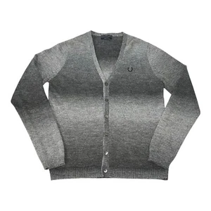 Fred Perry Cardigan Maglia Uomo 40 Grigio Medio Manica Lunga Made in Italy Mohair - Foto 1 di 15