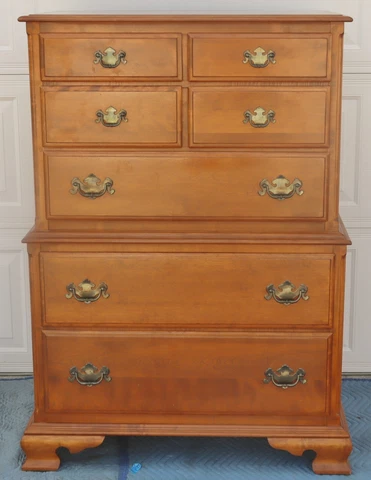 Ethan Allen Heirloom Nutmeg Maple Colonial Early American Tall Chest / high boy Cover