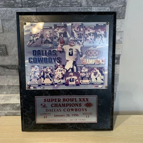 Vintage DALLAS COWBOYS Super Bowl XXX Champions Team Plaque Limited Edition Cover