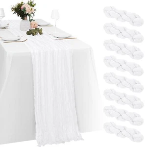 8 Pack White Cheesecloth Table Runners 35x120 Inch Gauze Table Runner Cheese ... - Picture 1 of 7
