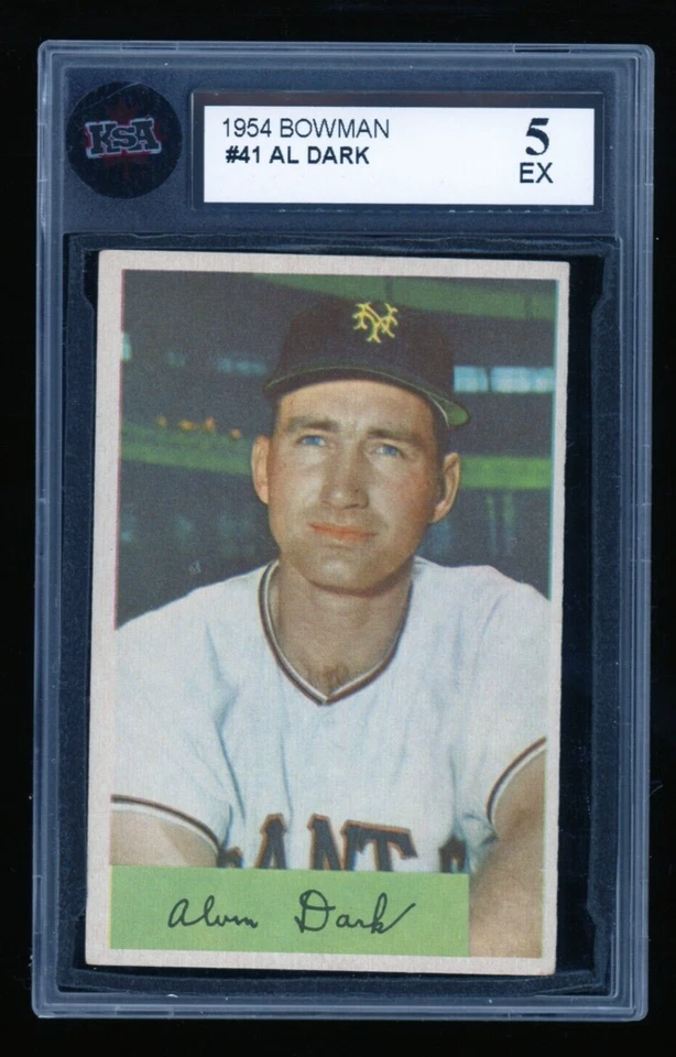 Alvin Dark/.968/.960 Fielding Avg. 1954 Bowman #41B Marked New York Giants KSA 5 - Image 1 of 2