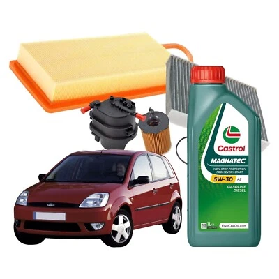 Kit Tagliando Ford Fiesta V 1.4 Tdci 4 Filtri + 4lt Castrol Magnatec 5w30 A5 - Bild 1 von 4