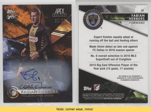 2016 Topps Apex Orange Auto /25 Fabian Herbers #38 Rookie Auto RC