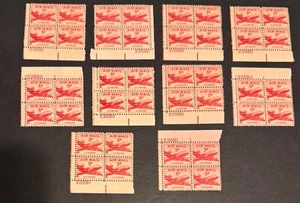 LOT OF 10 UNITED STATES SCOTT # C33 5 CENT AIRMAIL PLATE BLOCKS OF 4 MNH $2 FV - Picture 1 of 4