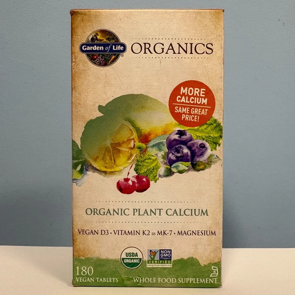 Garden of Life Mykind Organic Plant Calcium - Vegan Whole Food Supplement With D3 and K2 Gluten 180 Tablets