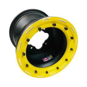 DWT G3 Rear Yellow Beadlock Wheel Rim 9" 9x9 Dual 4/115 Yamaha Raptor 700 660 - Picture 1 of 3