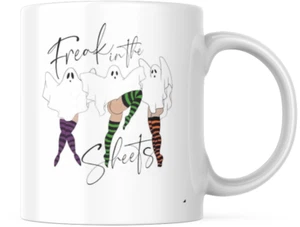 Freak In The Sheets Mug Retro Halloween Fall Ghost Mug 11OZ Gift for The Family - Picture 1 of 4