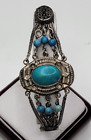 Bracelet en pierre turquoise détail amérindien argent sterling 925