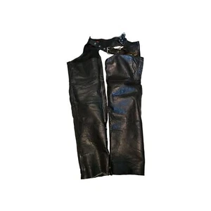 Chapas de cuero negro de cuero para motociclista talla S - Imagen 1 de 6