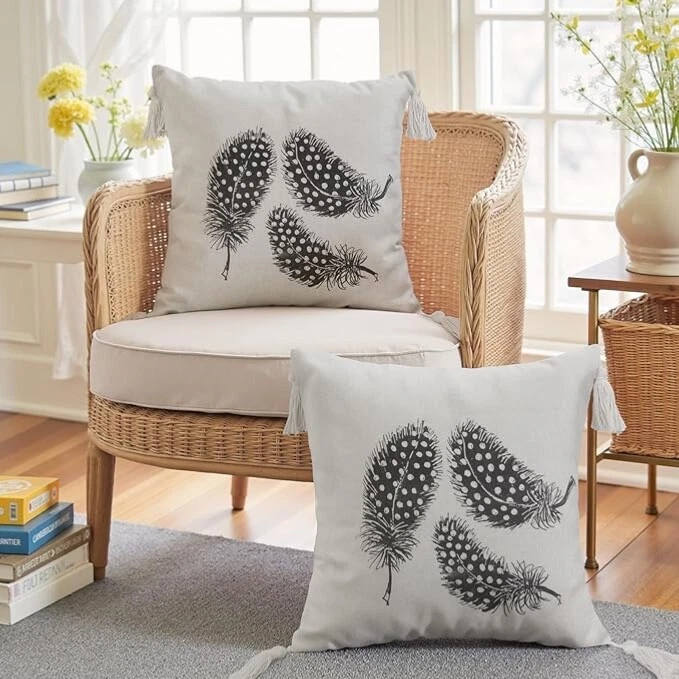 18x18 Square Pillow Covers Set Of TWO With Tassels NEW - Image 1 of 1