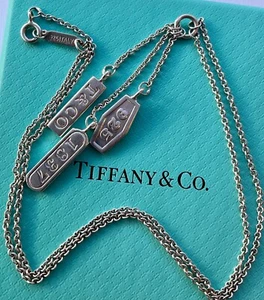 Tiffany & Co Silver 1837 Elements Three Bars Dangle Dangling Necklace 17"L - Picture 1 of 9