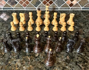 Staunton Zagreb ‘59 Series Chess Pieces - Ebonized Boxwood - 3 7/8” King - w/Box - Picture 1 of 24