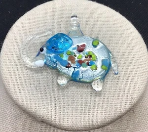 Vintage Costume Clear & Multicolored Murano Glass Elephant Pendant G216 - Picture 1 of 3