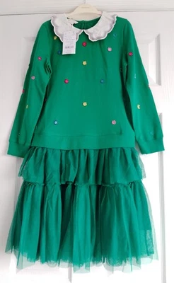 NUEVO Monzón - Edad 11 - 12 - Sudadera Verde y Falda Tul Vestido de Navidad Foto 1 de 4