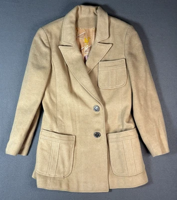 Blazer vintage años 70 100 % mongol pelo camel para mujer talla S/M hecho en unión Foto 1 de 4